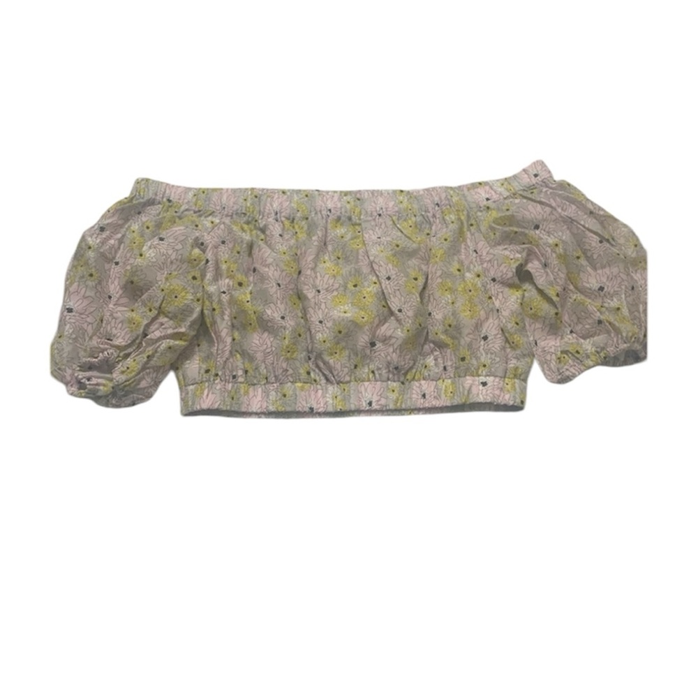 MinkPink Mitta Mitta Floral Romantic Grunge Cropped Off The Shoulder Top Size L